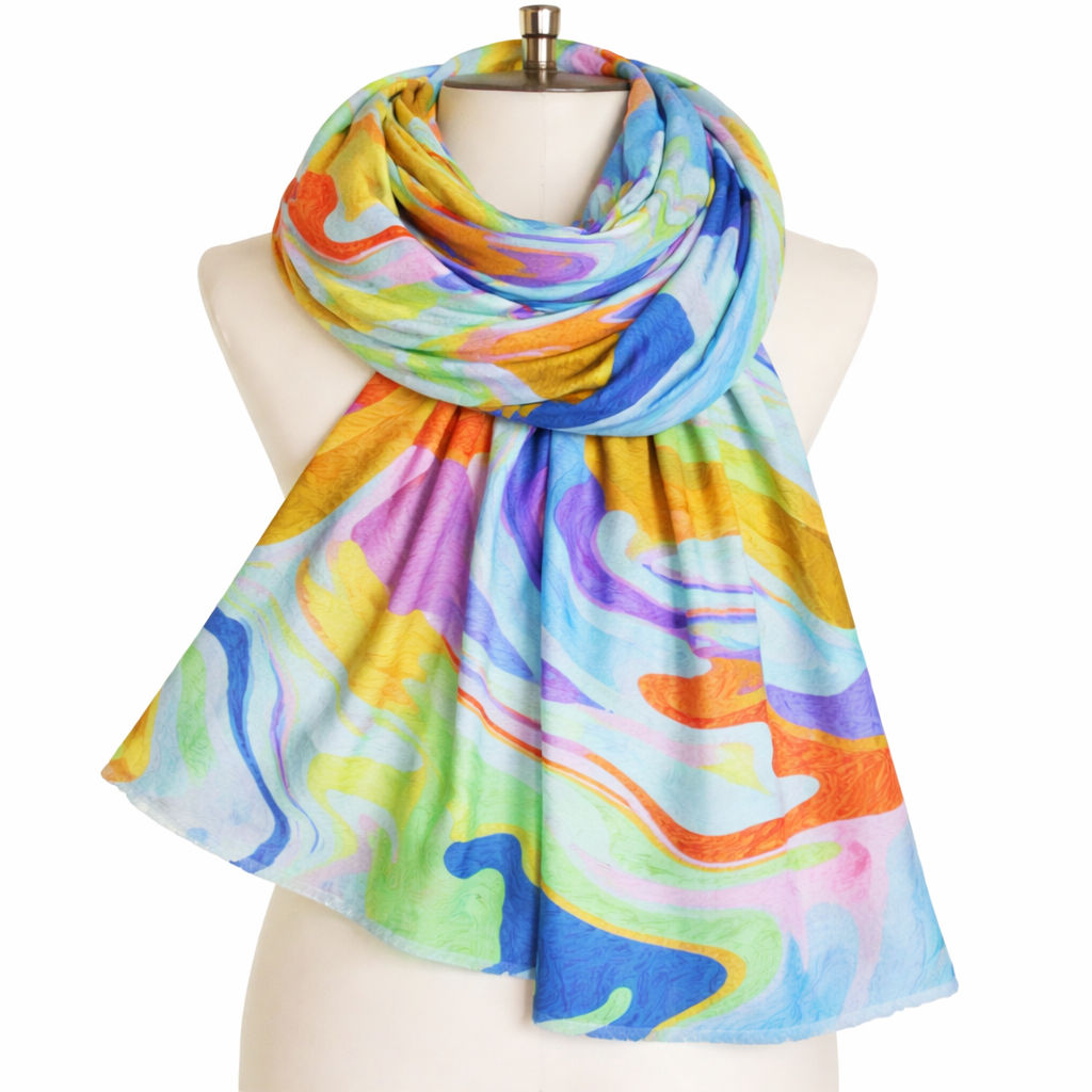 Rainbow Marble Ink Scarf